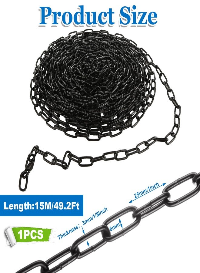 سلسلة MUXHEL سوداء مقاس 1/8 بوصة × 50 قدمًا للتعليق، حلقات سلسلة سوداء شديدة التحمل، سلسلة معدنية مزخرفة لتركيبات الإضاءة، والثريات، والمصابيح، والملابس، والحيوانات الأليفة - Image 2